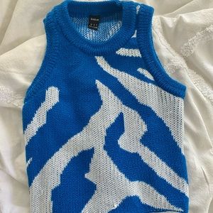 Blue Graphic Pattern Sweater Vest